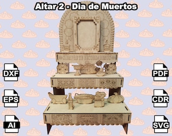 altar de muertos 2, day of the dead svg, dia de muertos mexico, day of the dead Laser cut, ofrenda svg, memorial kit, nicho altar de muertos
