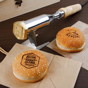Stamp For Burger, Burger Food Branding Iron Stamp, Burger Branding Iron, BBQ Brand Iron, Branding Iron For Food, Food Branding Iron.
