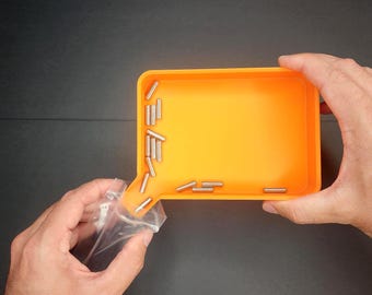 Small Parts Sorting Tray with Pour Spout – 3D Printed Organizer for Screws, Nuts, Beads, Crafts, and Hardware