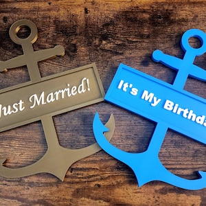 Personalized Cruise Cabin Door Sign – Anchor Design | Custom Text | 3D Printed PLA Plastic