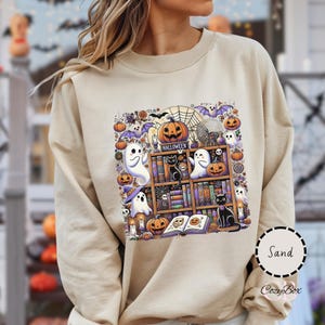 Sweat-shirt de lecture de livres fantômes drôles, Halloween fantôme bibliothécaire, sweat-shirt enseignant Halloween, chemise Halloween, cadeau enseignant, amoureux des livres