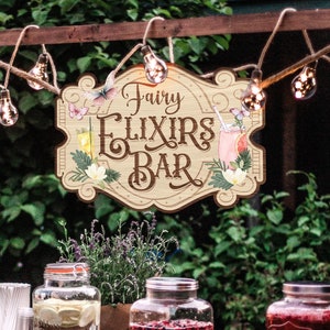 Letrero de barra de elixires de hadas - Letrero de estación de bebidas de jardín de hadas - Jardín encantado - Jardín secreto - Cumpleaños de hadas - Baby Shower - Archivo digital