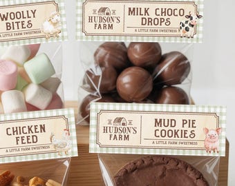 Editable Farm Party Bag Topper | Barnyard Treat Bag Label (Canva Template)