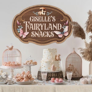 Editable Fairyland Snacks Sign - Fairy Garden Food Station - Flower Candy Bar - Secret Garden - Fairy Birthday - Baby Shower - Digital File