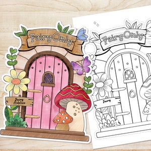 Printable Fairy Door Coloring Page - Garden Party Activity (Digital File)