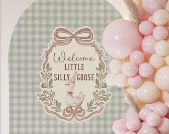 Editable Silly Goose Baby Shower Sign, Goose Party Backdrop (Canva Template, Instant Download)