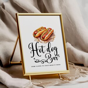 Hot Dog Bar - Hot Dog Station Sign - Chalkboard - Printable - Digital File