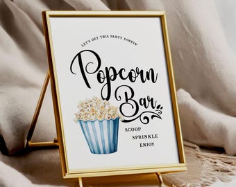 Popcorn Bar - Popcorn Station Schild - Minimalistisch - Druckbar - Digitale Datei