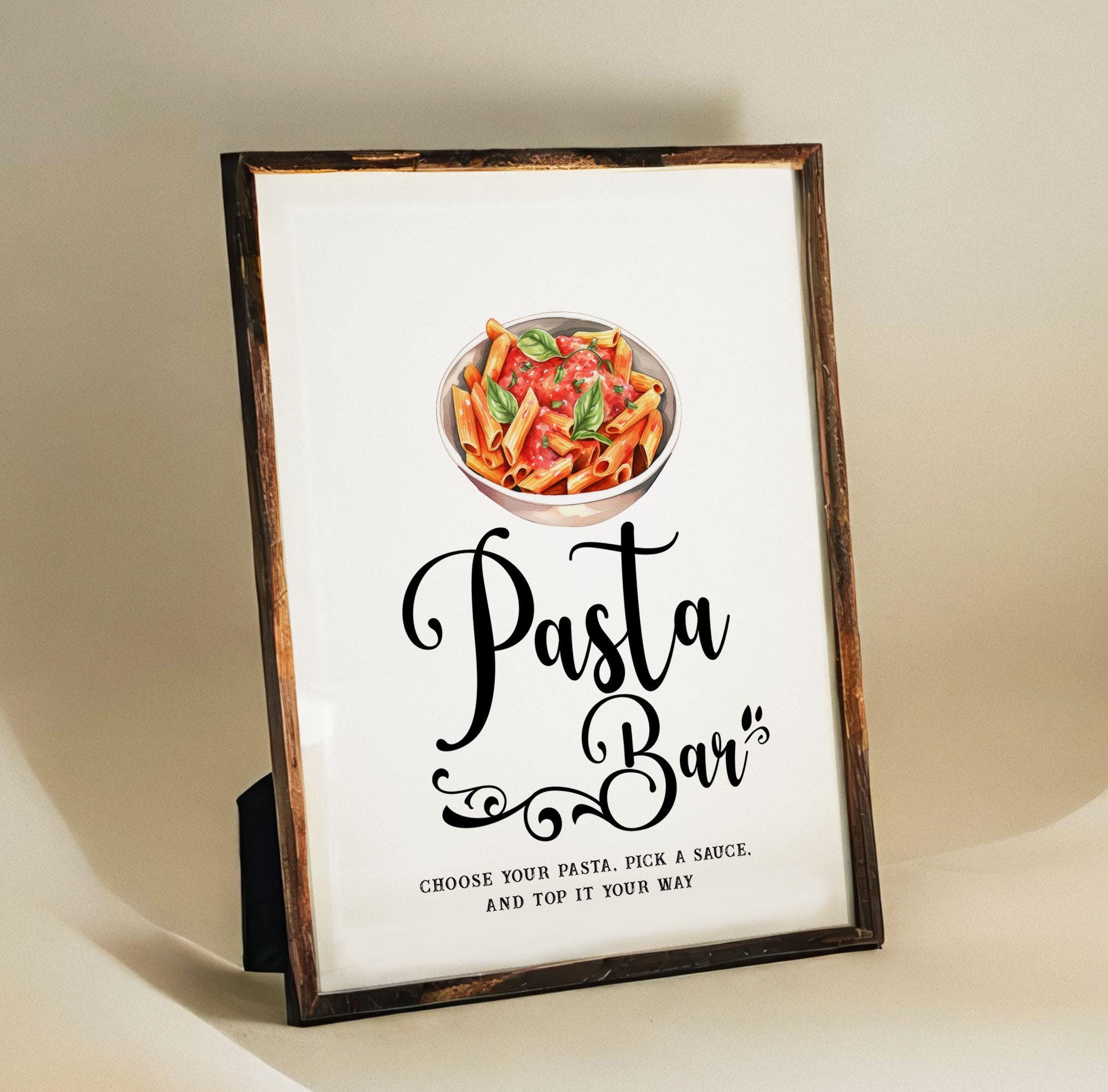 Pasta Bar - Pasta Station Sign - Minimalist - Printable - Digital File ...