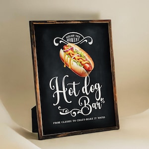 Hot Dog Bar - Hot Dog Station Sign - Chalkboard - Printable - Digital File