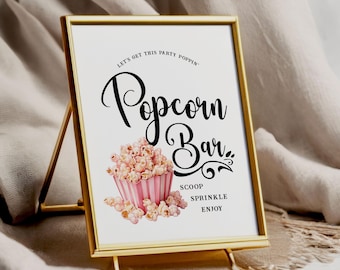 Popcorn Bar - Popcorn Station Schild - Minimalistisch - Druckbar - Digitale Datei