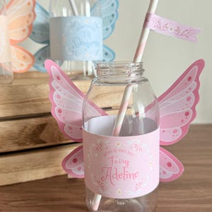 Bearbeitbares Feen-Wasserflaschenetikett - Druckbare Flügel, Partygeschenke (Digitaler Download)