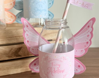 Editable Fairy Water Bottle Label – Printable Wings, Party Favors (Digital Download)