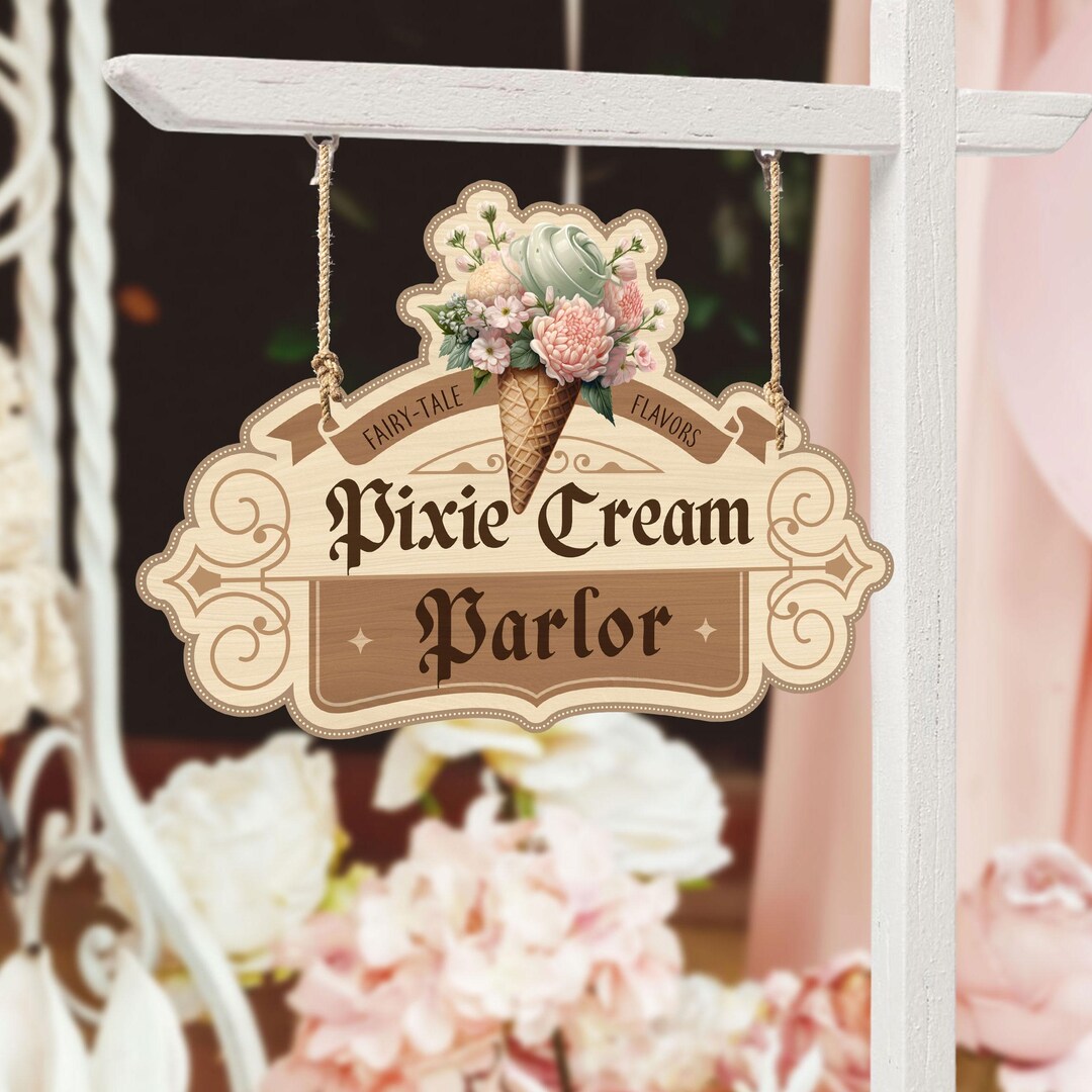 Pixie Ice Cream Parlor Sign - Fairy Garden Party Decor (digital File ...