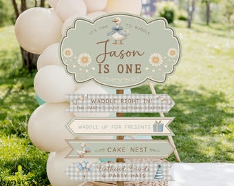 Silly Goose Birthday Party Directional Sign | Canva Template