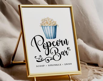 Popcorn Bar - Popcorn Station Schild - Minimalistisch - Druckbar - Digitale Datei