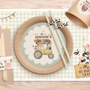 Farm Party Table Decor | Placemat, Napkin Ring (Canva Template) (Digital Download)