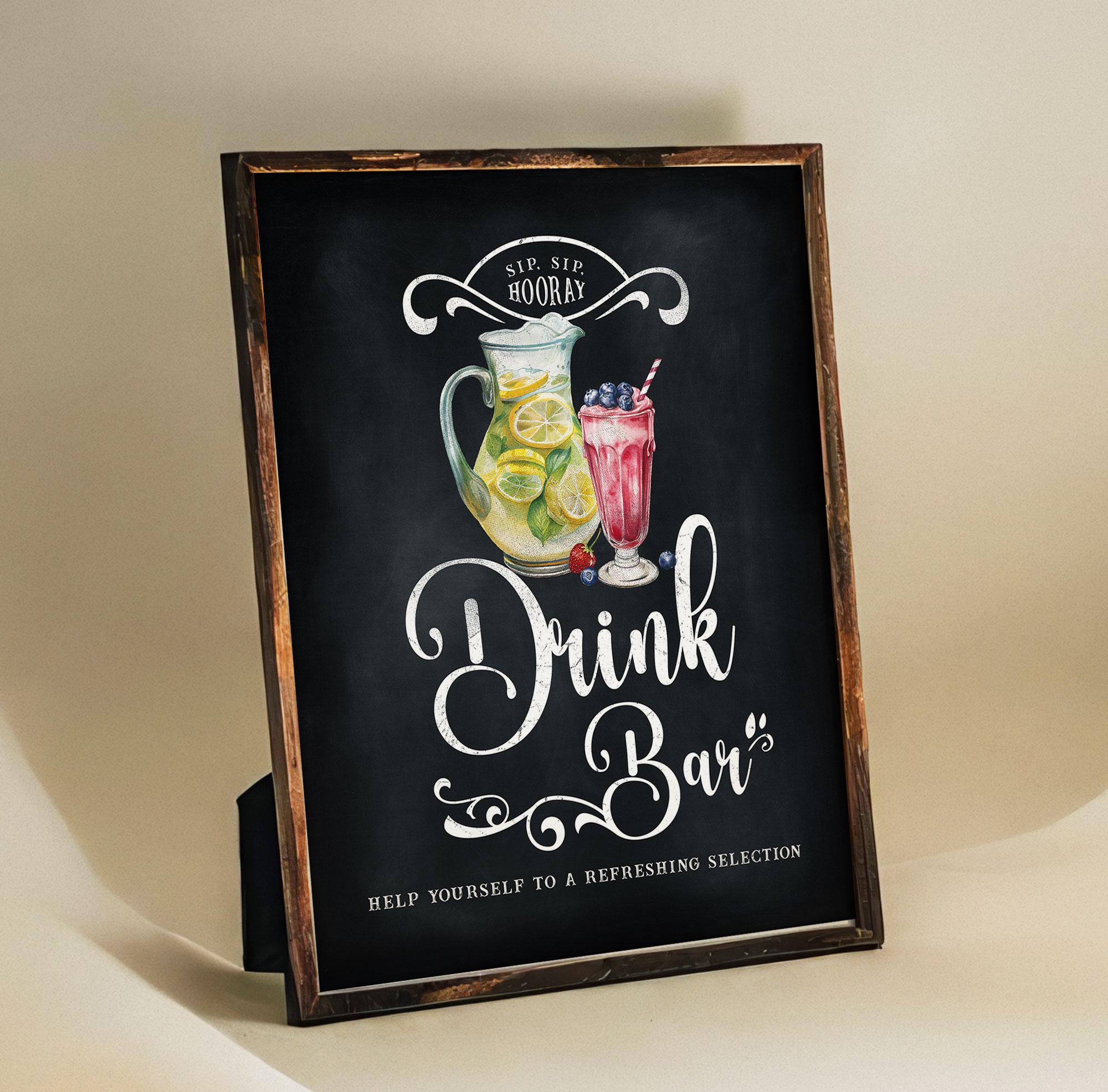 Drink Bar - Drink Station Sign - Chalkboard - Printable - Digital File