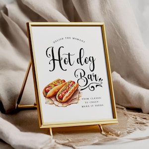 Hot Dog Bar - Hot Dog Station Sign - Chalkboard - Printable - Digital File