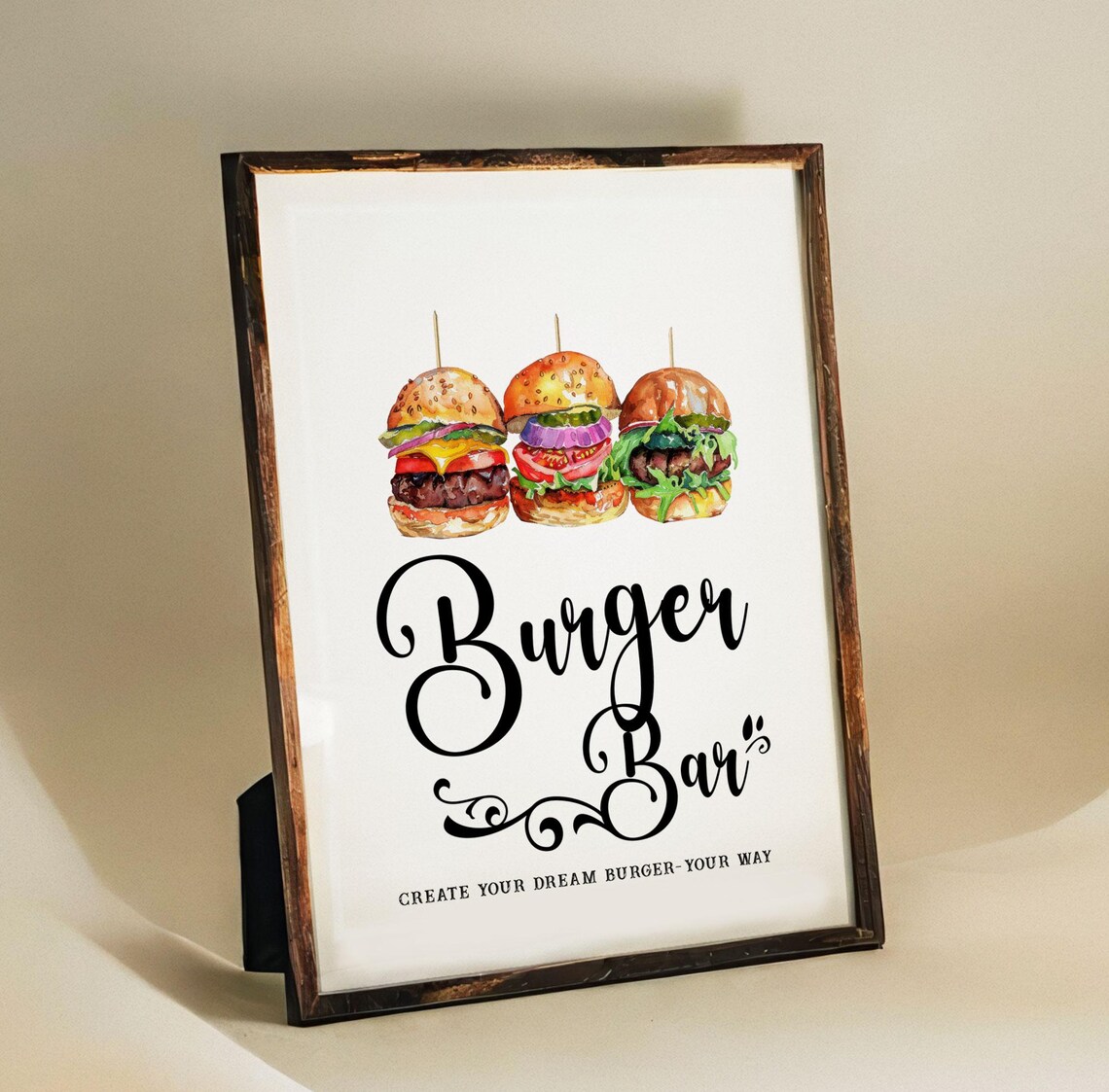 Burger Bar - Burger Station Sign - Minimalist - Printable - Digital ...