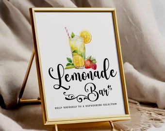Lemonade Bar - Lemonade Stand Sign - Minimalist - Printable - Digital File