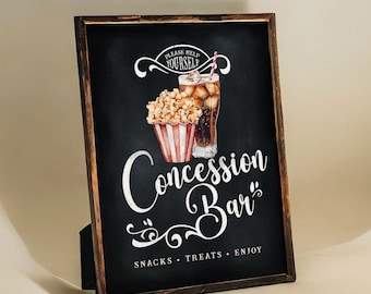 Concession Bar - Konzessionsstand Schild - Movie Time - Kreidetafel - Druckbar - Digitale Datei