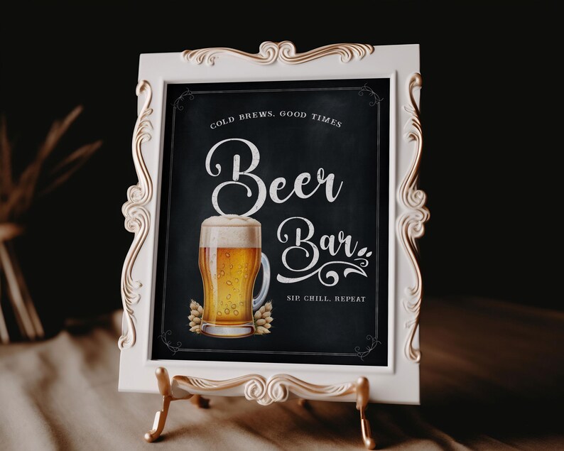 Beer Bar - Cheers and Beer Sign - Chalkboard - Printable - Digital File ...
