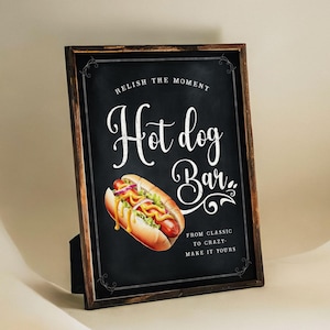 Hot Dog Bar - Hot Dog Station Sign - Chalkboard - Printable - Digital File