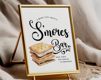 S'mores Bar - Smore Station Sign - Roast a Marshmallow and Party S'more - Minimalist - Printable - Digital File
