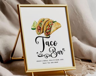 Taco Bar - Taco Station Sign - Minimalist - Printable - Digital File