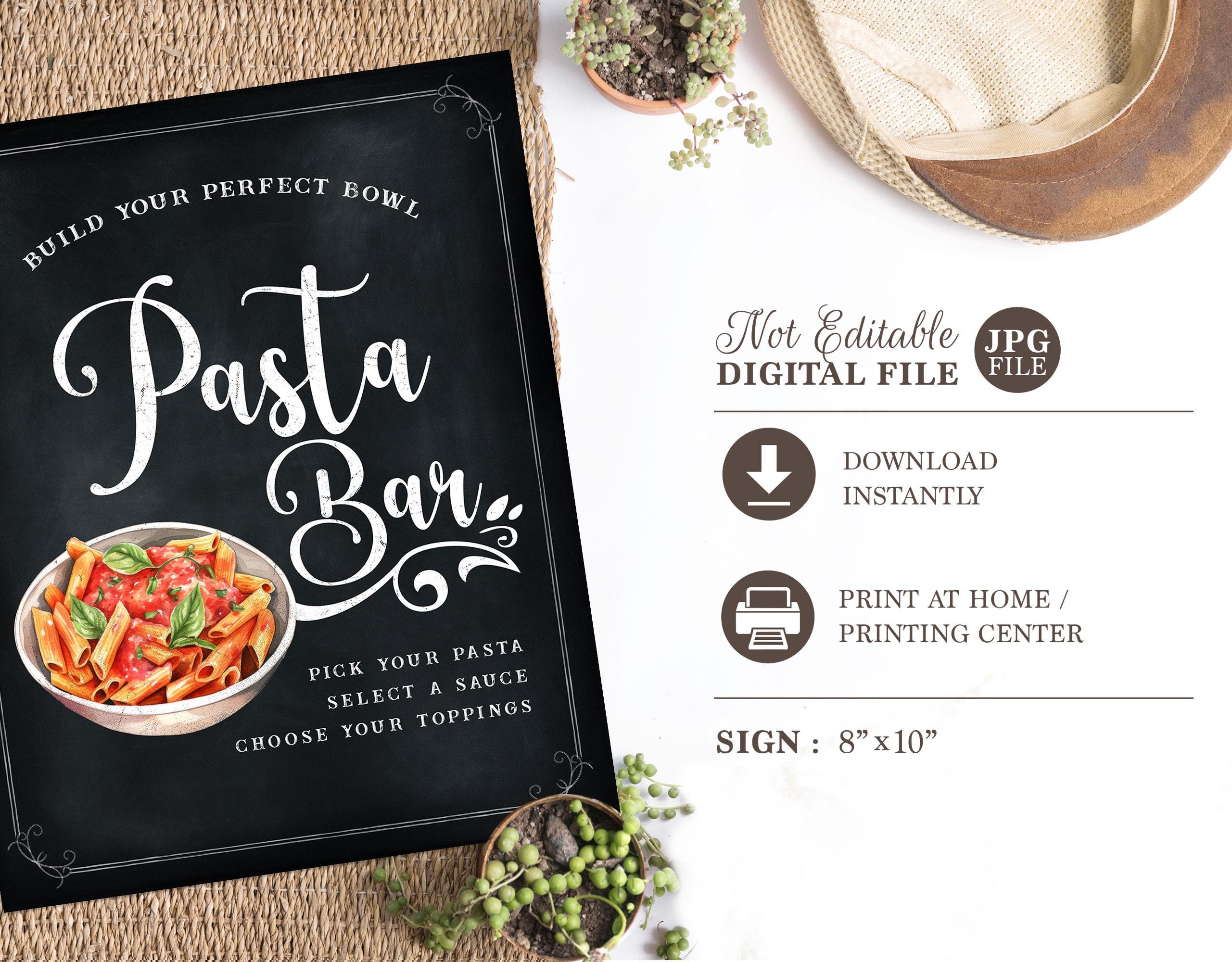 Pasta Bar - Pasta Station Sign - Chalkboard - Printable - Digital File ...