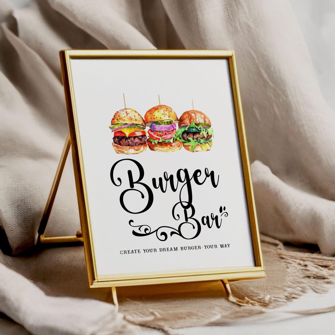 Burger Bar - Burger Station Sign - Minimalist - Printable - Digital ...