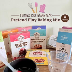 Pretend Play Baking Mix Labels - Printable & Editable - Kids Kitchen Play - Custom Name - Digital File