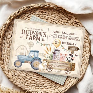 Farmyard Bash Birthday Invitation | Farm Party Invite (Canva Template)