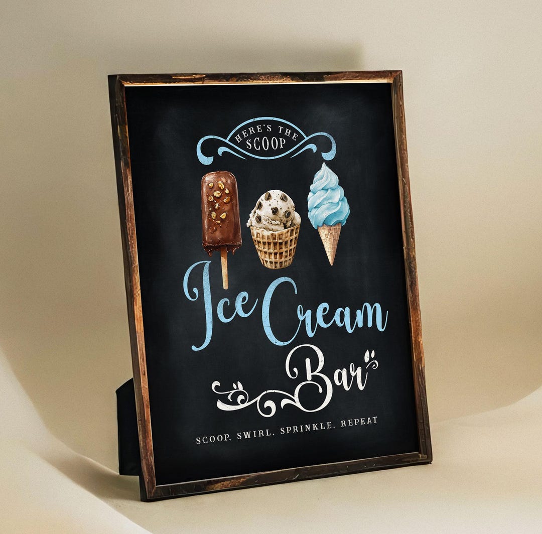 Sundae Sign Ice Cream Bar - Sundae Station Sign - Chalkboard - Printable - Digital ...