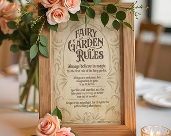Fairy Garden Rules - Enchanted Garden Decorations - Flower Sign - Secret Garden - Fairy Birthday - Baby Shower - Digital File