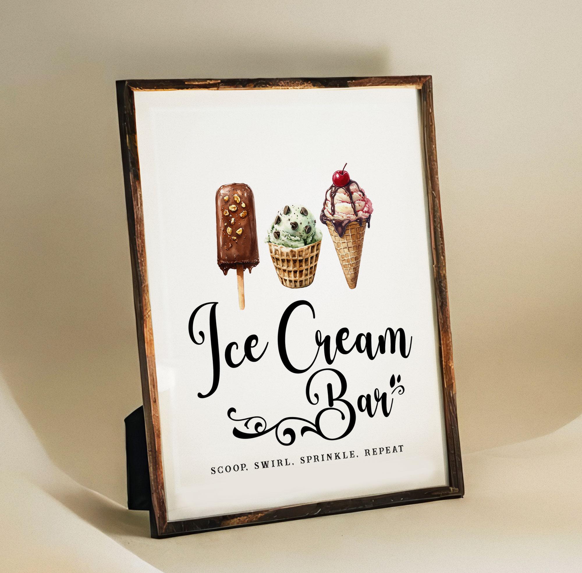 Sundae Sign Ice Cream Bar - Sundae Station Sign - Chalkboard - Minimalist - Digital ...