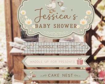 Editable Silly Goose Baby Shower Sign | Canva Template