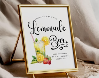 Lemonade Bar - Lemonade Stand Sign - Minimalist - Printable - Digital File