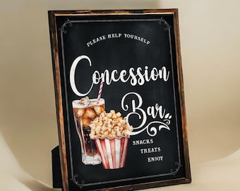 Concession Bar - Konzessionsstand Schild - Movie Time - Kreidetafel - Druckbar - Digitale Datei