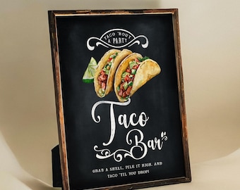 Taco Bar - Taco Station Sign - Chalkboard - Printable - Digital File