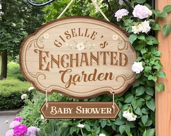 Bearbeitbares verzaubertes Gartenschild - Fee zum Geburtstag, Babyparty (Digitale Datei)
