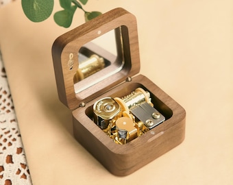 Geburtstagsgeschenk Personalisierte Holz Vintage Individuell eingravierte Text Spieluhr Spiegel Spieluhr Jubiläum Spieluhr Einzigartige Geschenke für Mama Papa Sie