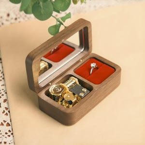 Birthday Gift Custom Wooden Personalized Ring Box Music Box Engraved Music Box Vintage Mirror Music Box Gift Music Box Gifts for her