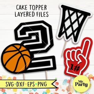 Basket-ball 2e anniversaire SVG, svg de gâteau de basket-ball, décoration de basket-ball svg, fête, panier svg, svg numéro 1, basket-ball svg