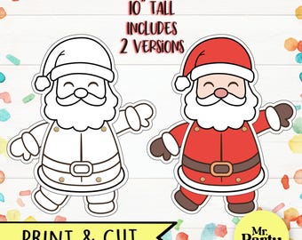 Créations imprimables à découper et à coller, Père Noël découpé, Père Noël pdf, Artisanat de Noël, Noël pdf, Activité père Noël, Activité pour tout-petits