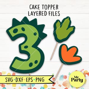Dino 3º aniversário SVG, Dino bolo topper svg, decoração, Dinosaur topper svg, Party svg, três aniversário camisa svg, Dinosaur pegada svg
