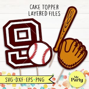 Baseball 9. Geburtstag SVG, Baseball Cake Topper svg, Dekoration Baseball Topper svg, Party svg, 9. Geburtstag-Shirt svg, Baseball svg