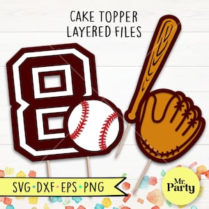 Baseball 8th birthday SVG, baseball cake topper svg, decoration baseball topper svg, Party svg, 8th Birthday shirt svg, baseball svg