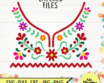Mexican Floral Dress Costume SVG: Cinco de Mayo Outfit (Digital Files)